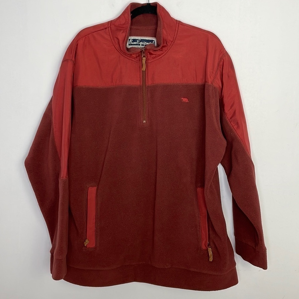 𝅺bum equipment fleece quarter zip unisex pockets sweater